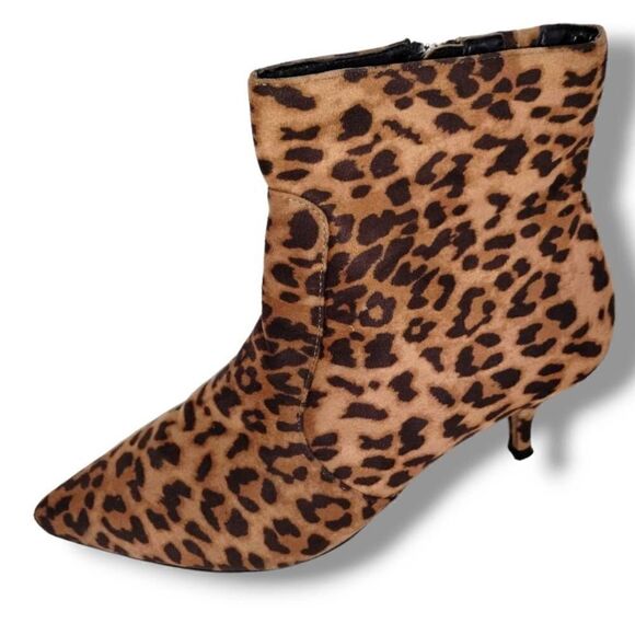 Eloquii Womens Boots Animal Print Sz 8w Browns Faux Suede Ankle Zip Stretch Tab - Picture 3 of 14